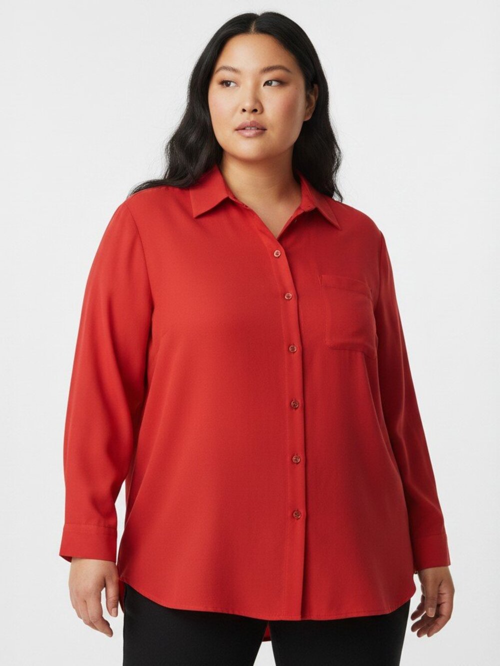 Crazy Horse by Liz Claiborne, Red Faux Suede, Button Down Blouse Plus Size 3X